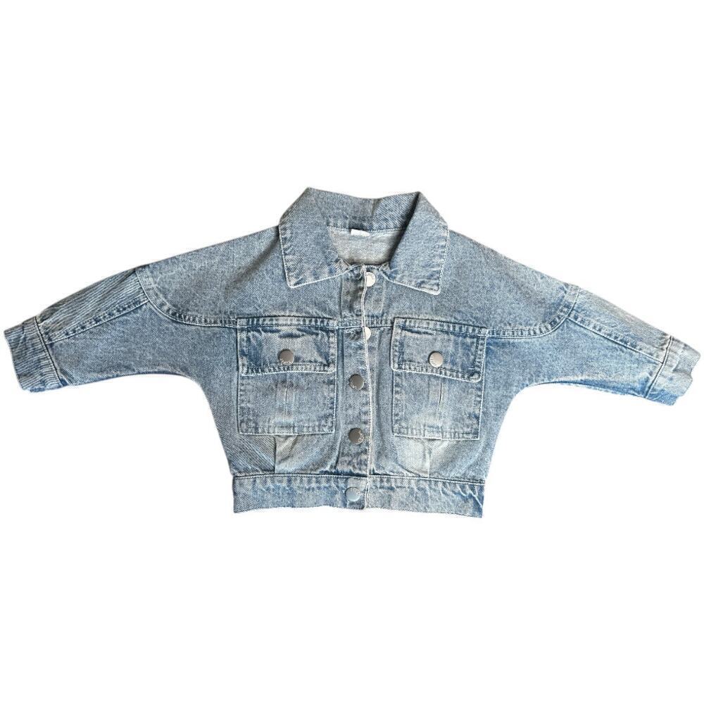 Lt Blue Flower Embroidery Denim Button Down Jacket Baby Size 18-24M